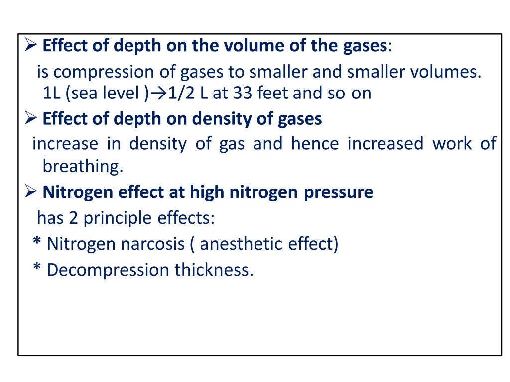 effect of depth on the volume of the gases