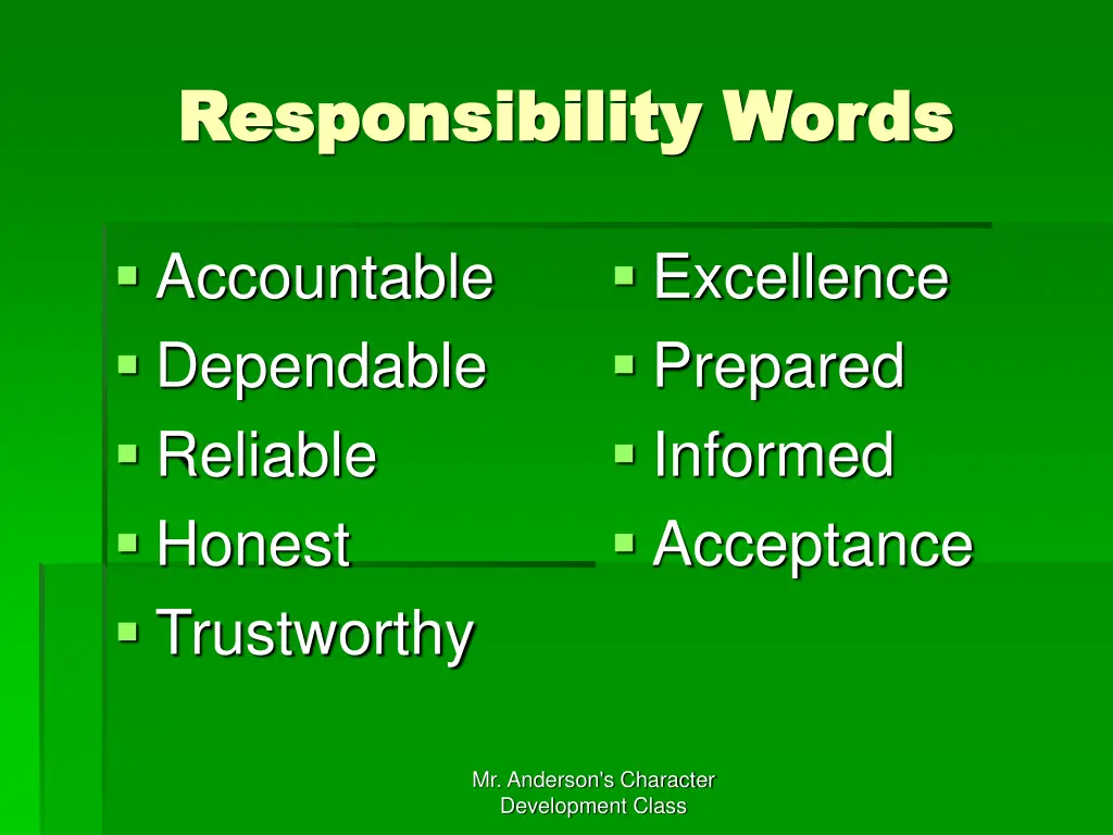 responsibility words responsibility words