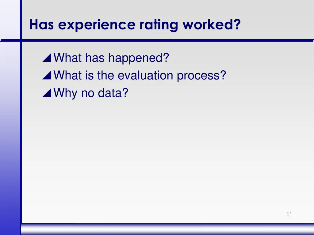 has experience rating worked