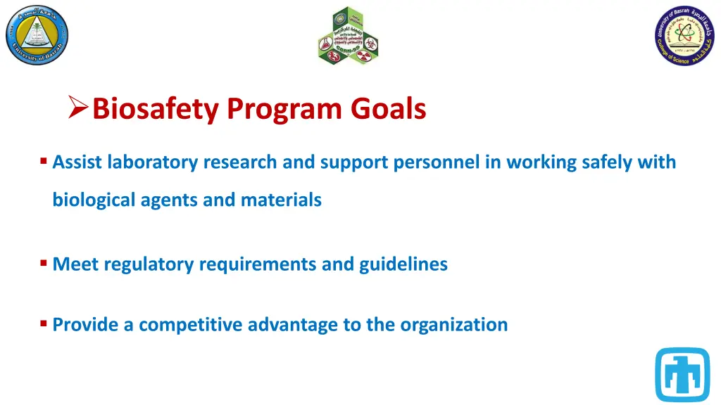biosafety program goals