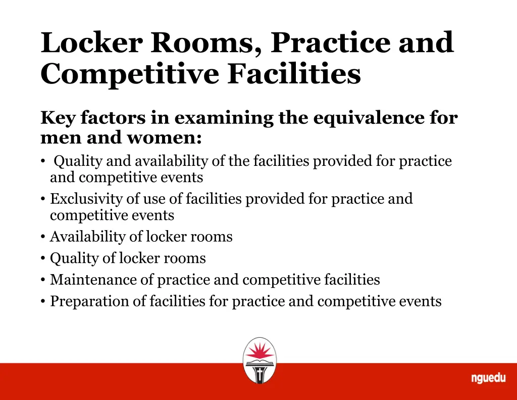 locker rooms practice and competitive facilities