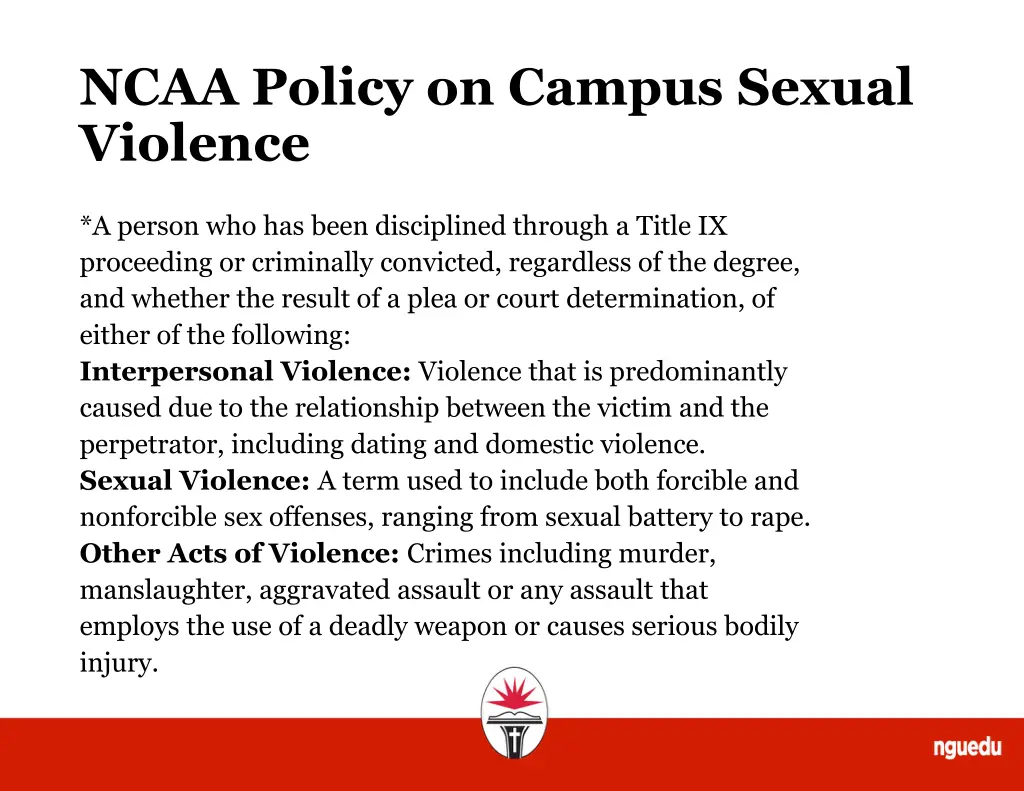 ncaa policy on campus sexual violence 2