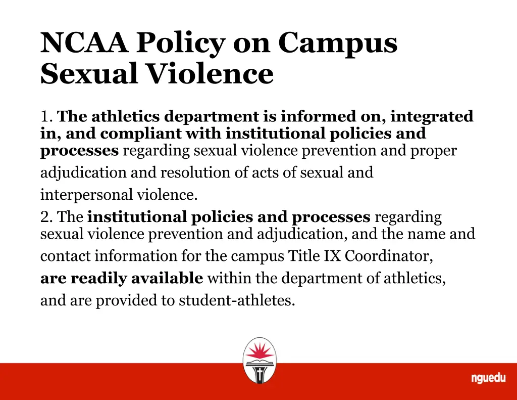 ncaa policy on campus sexual violence