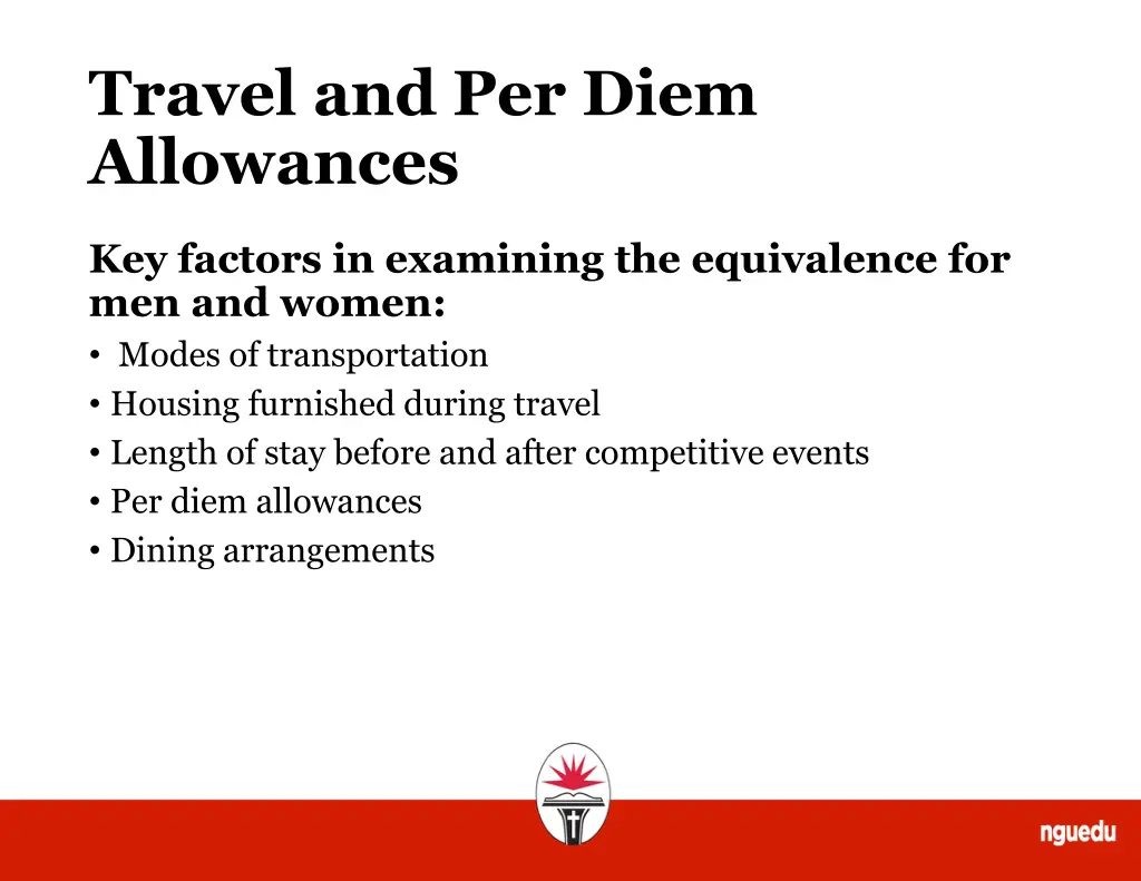 travel and per diem allowances