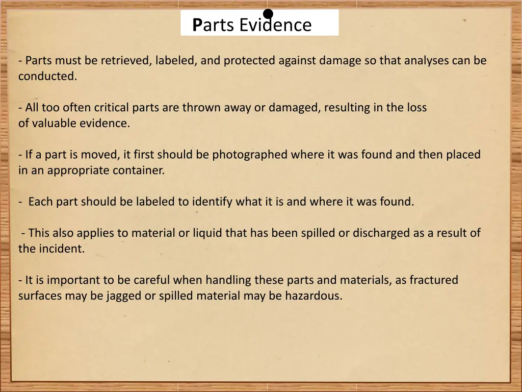 p arts evidence