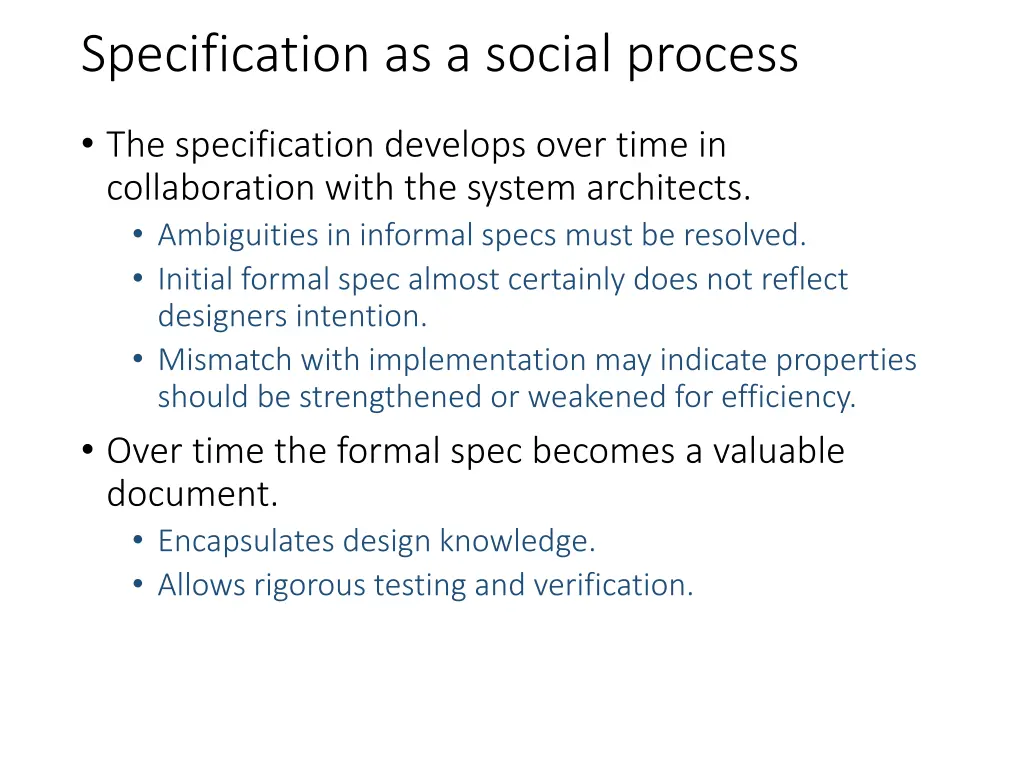 specification as a social process