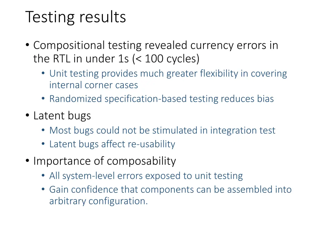 testing results