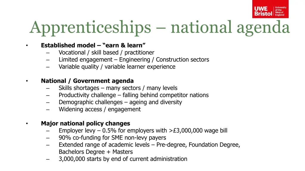 apprenticeships national agenda