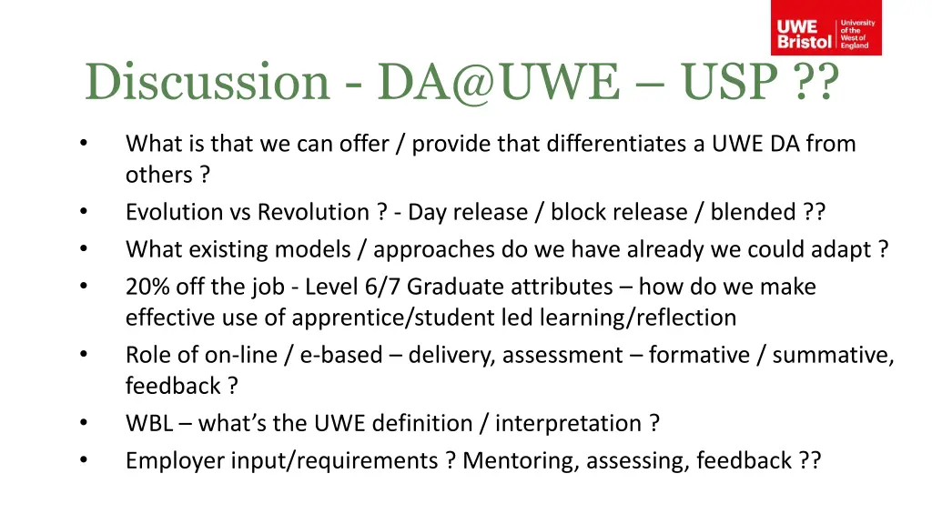 discussion da@uwe usp