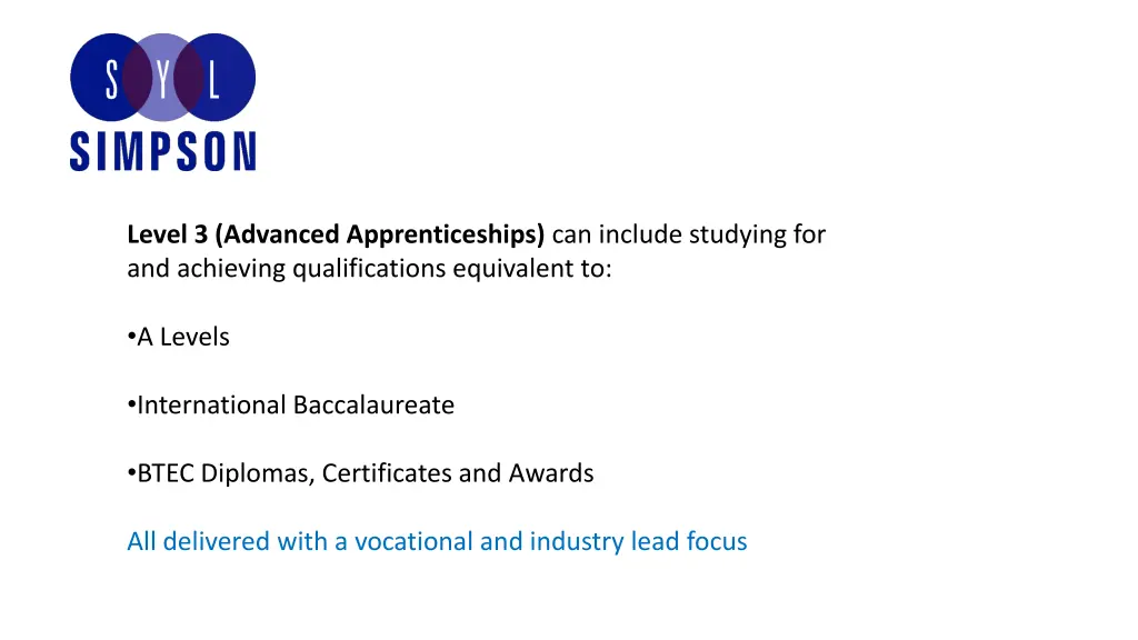 level 3 advanced apprenticeships can include