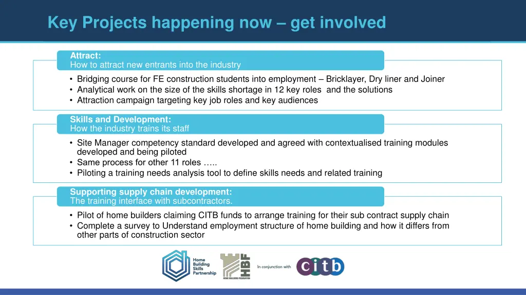 key projects happening now get involved