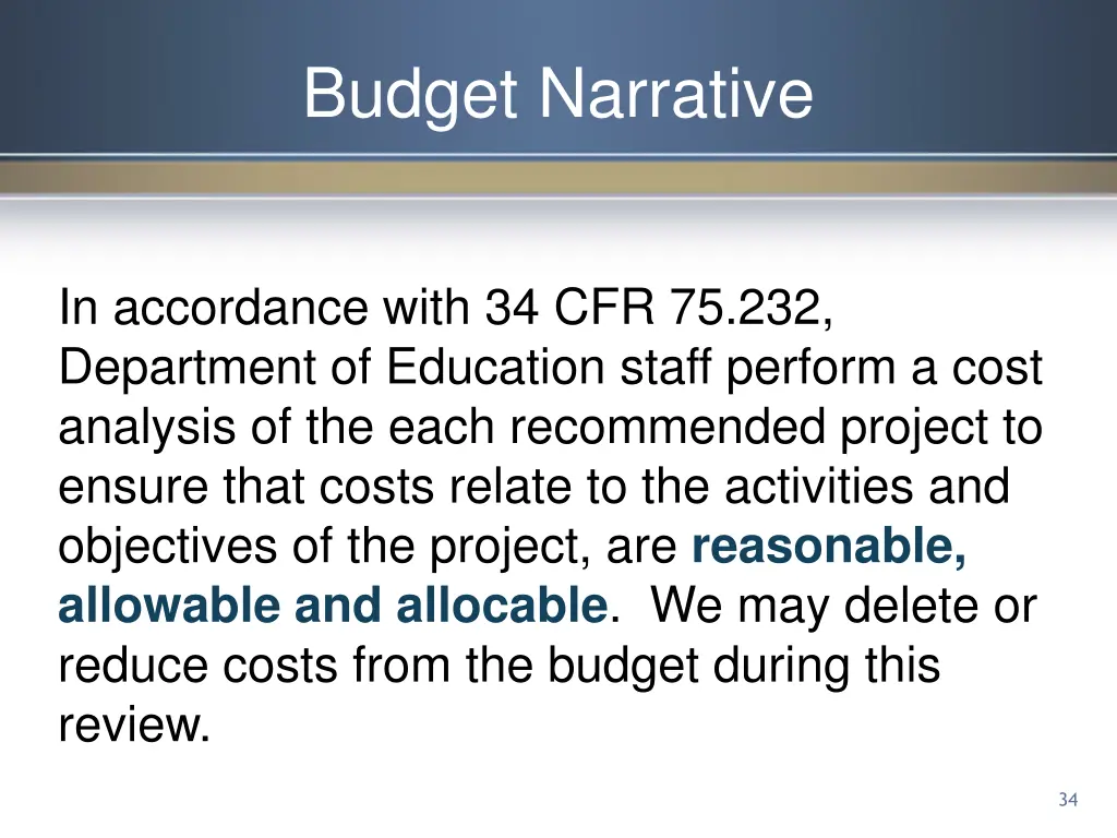 budget narrative