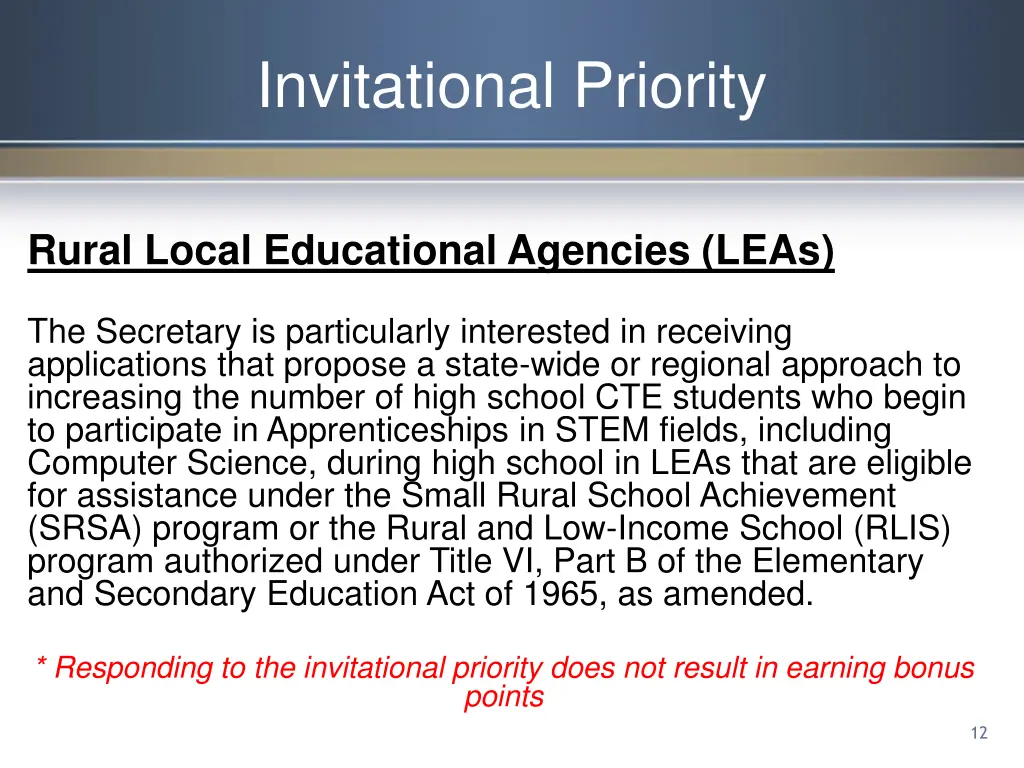 invitational priority