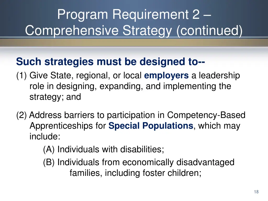 program requirement 2 comprehensive strategy 2