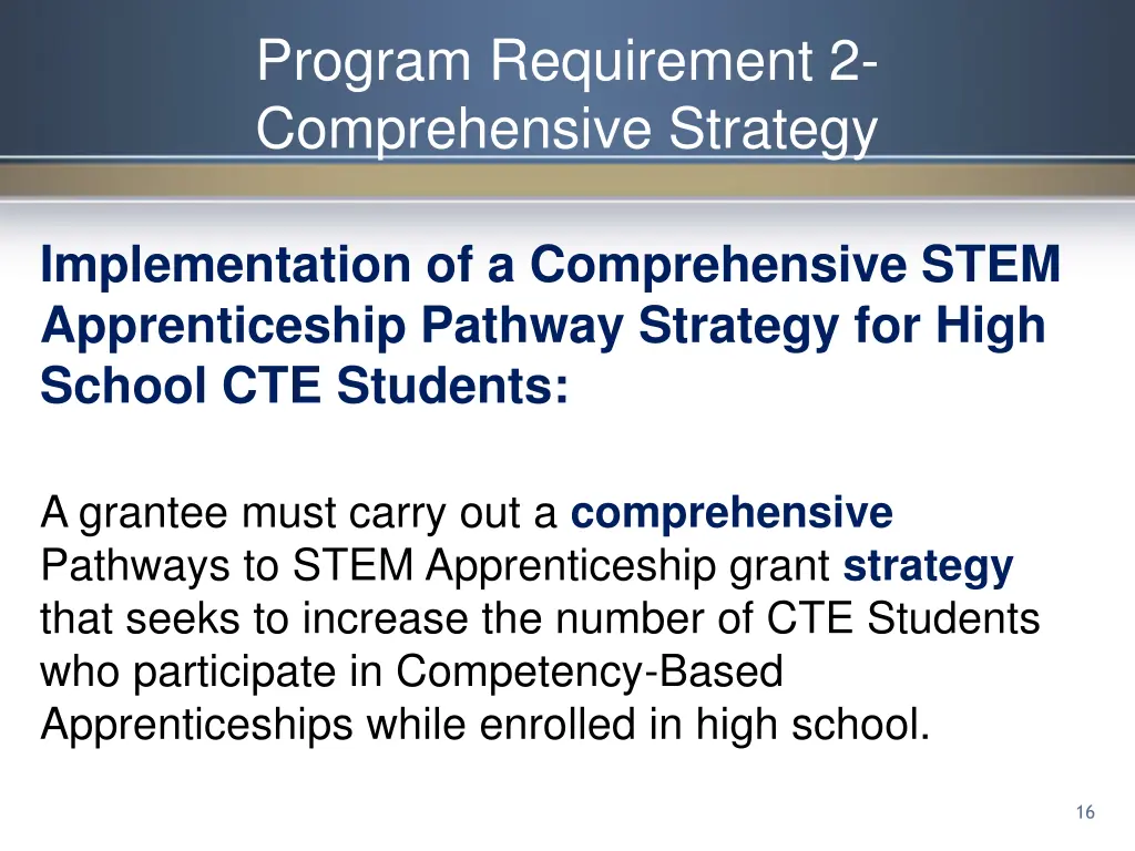 program requirement 2 comprehensive strategy