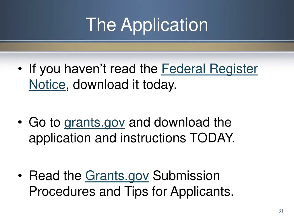 the application