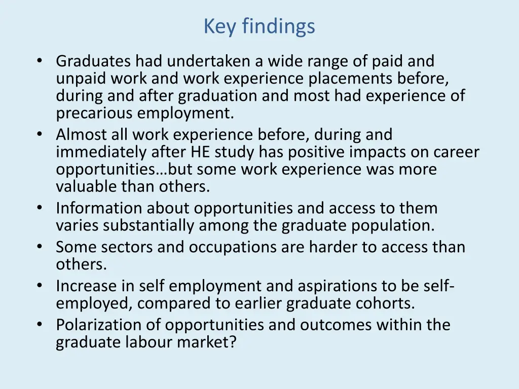 key findings