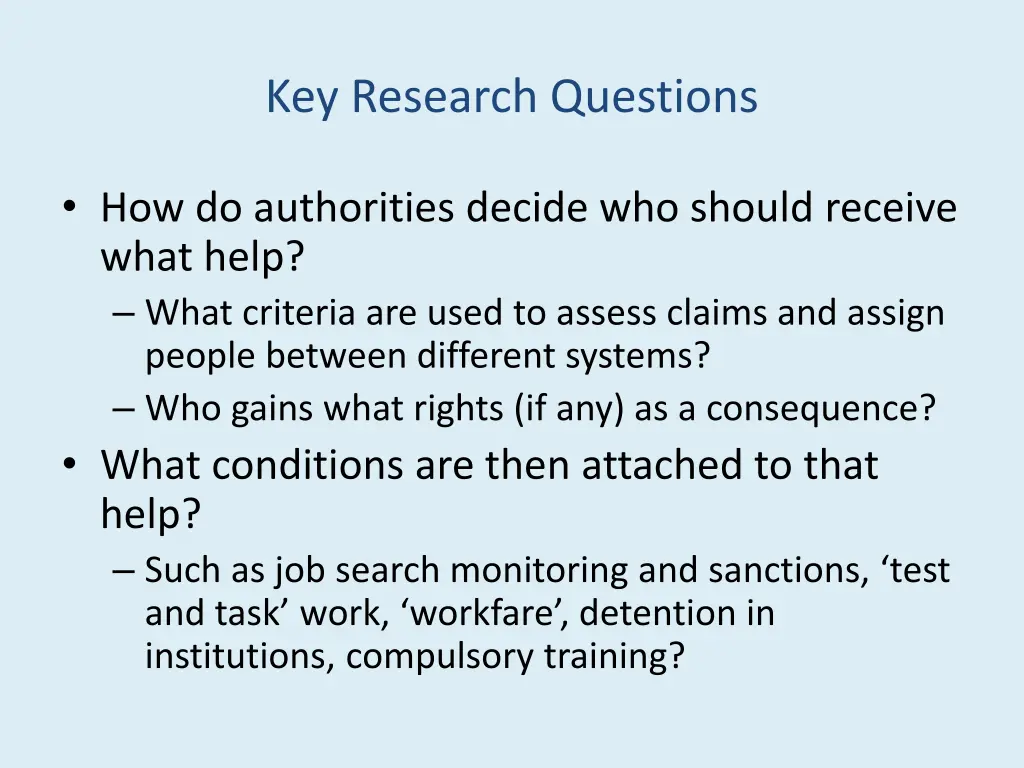 key research questions