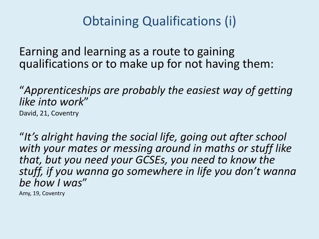 obtaining qualifications i