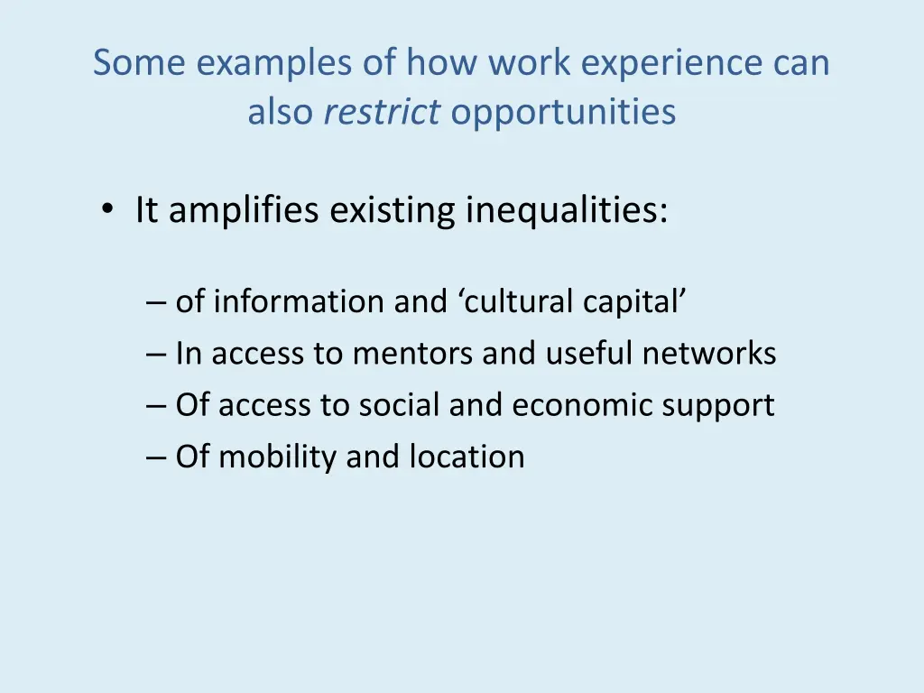some examples of how work experience can also
