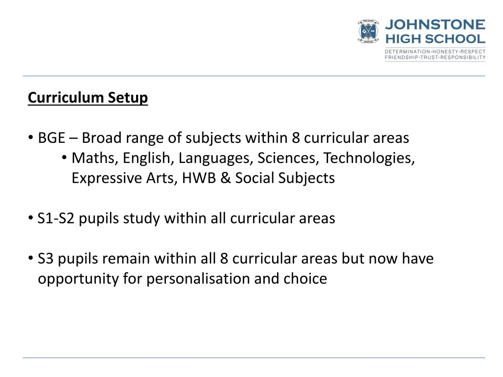 curriculum setup