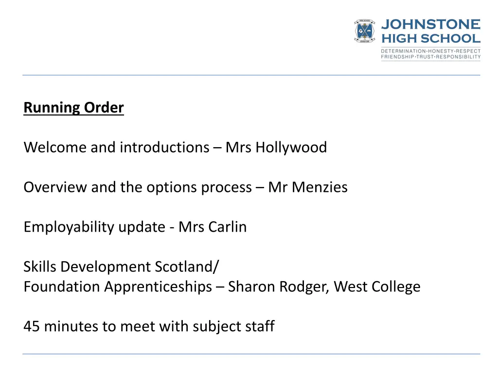 running order