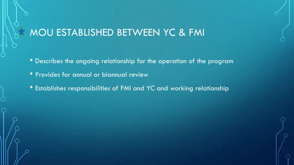 mou established between yc fmi