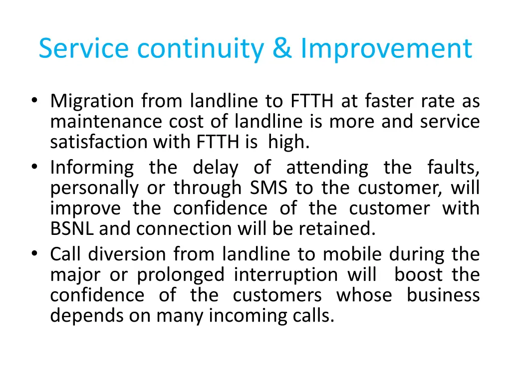 service continuity improvement 1
