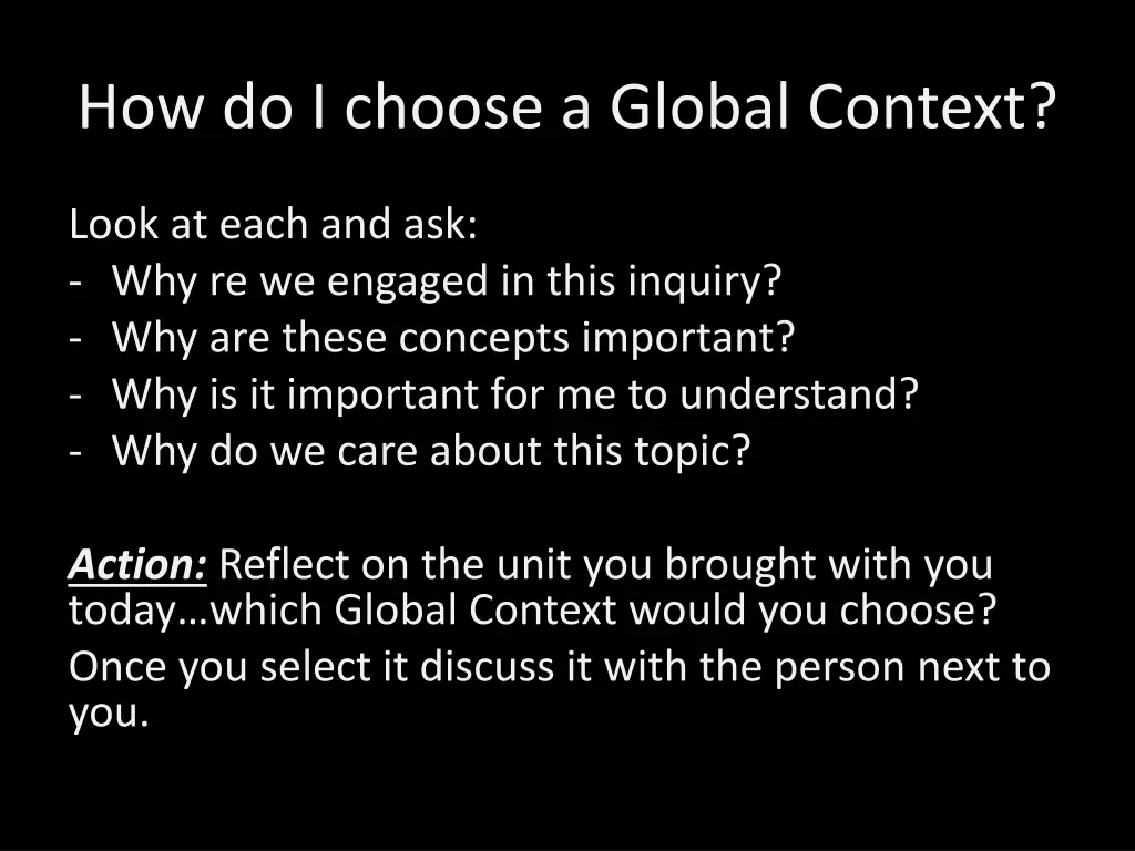 how do i choose a global context