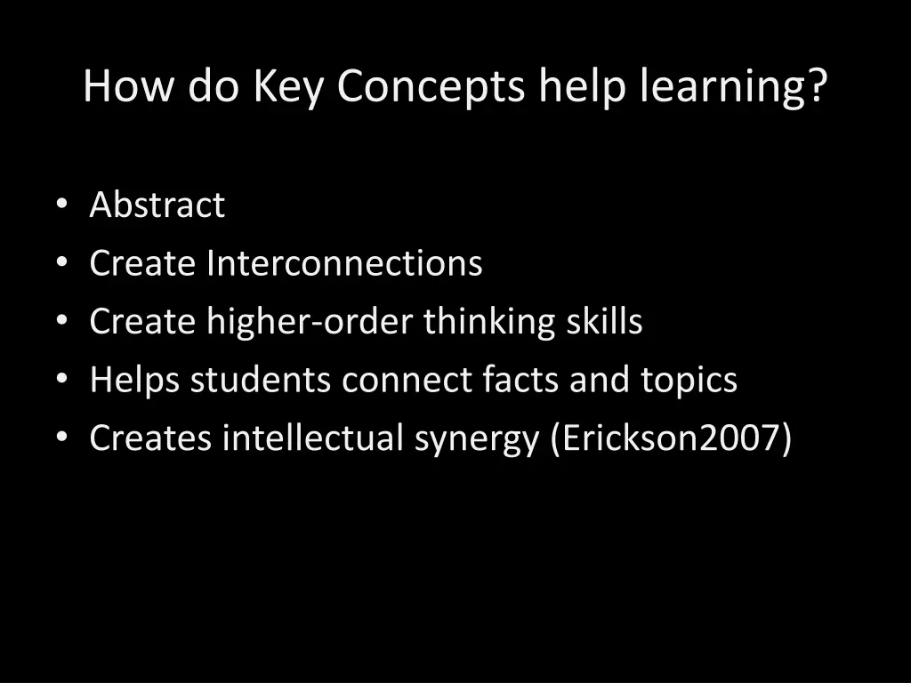 how do key concepts help learning