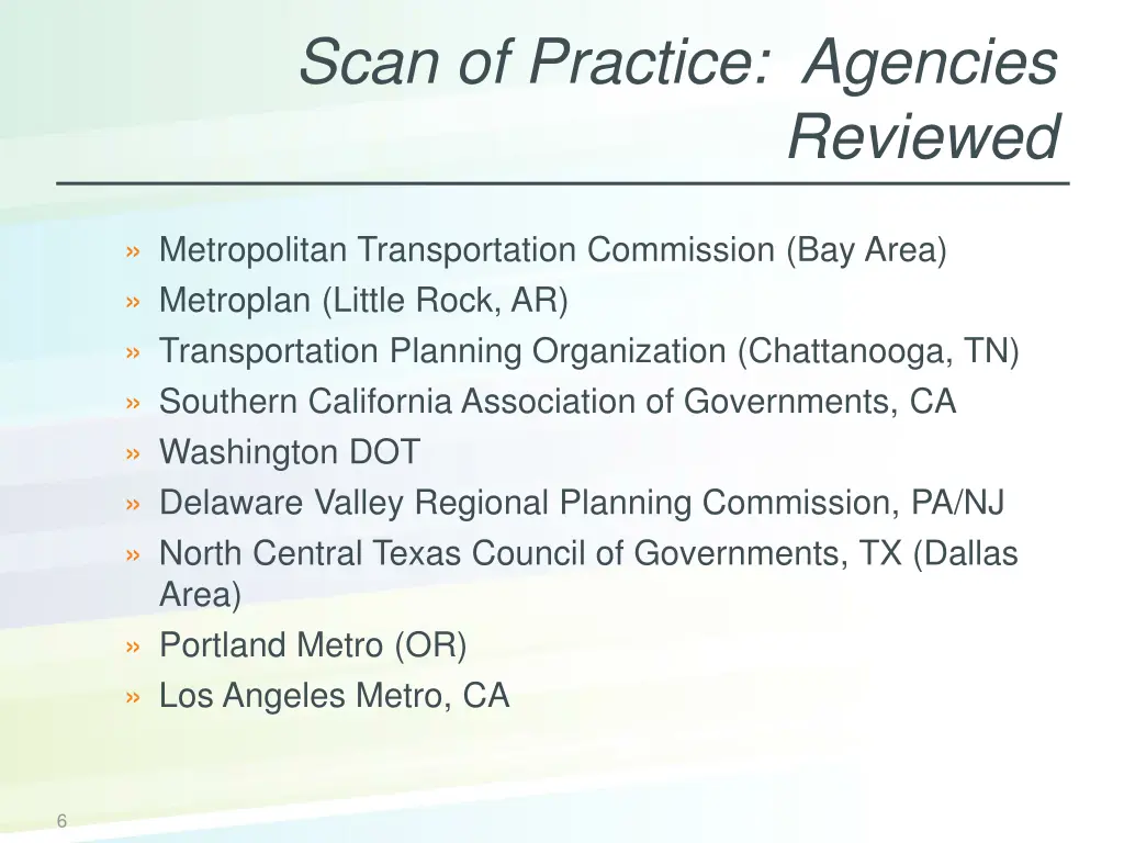scan of practice agencies