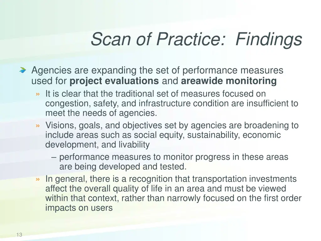 scan of practice findings