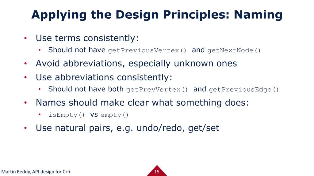 applying the design principles naming 2