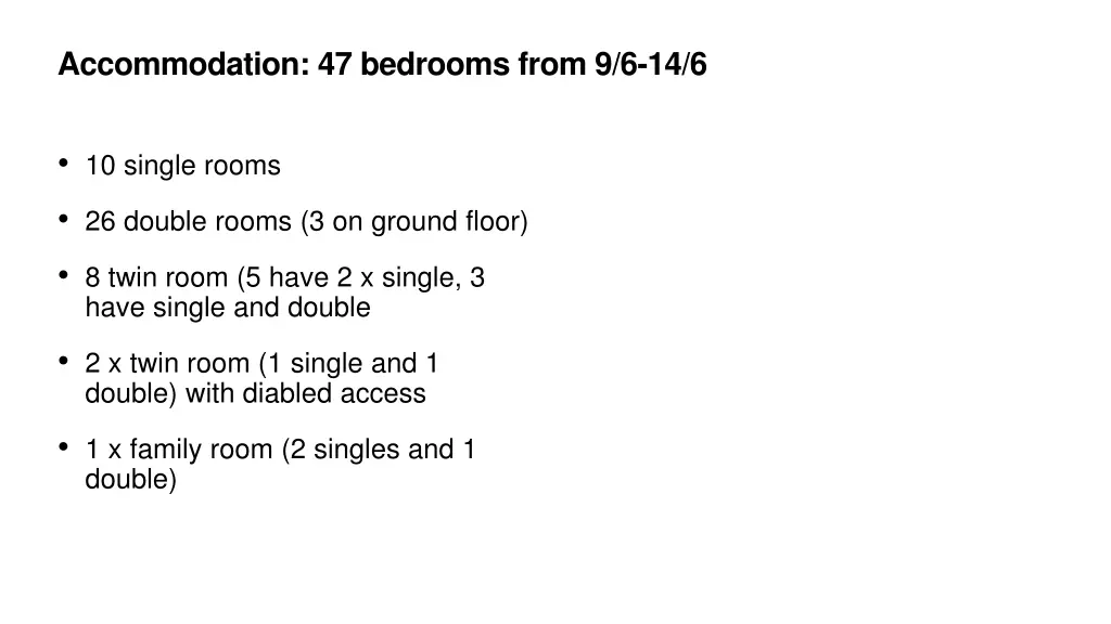 accommodation 47 bedrooms from 9 6 14 6