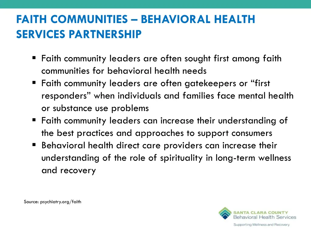 faith communities behavioral health services