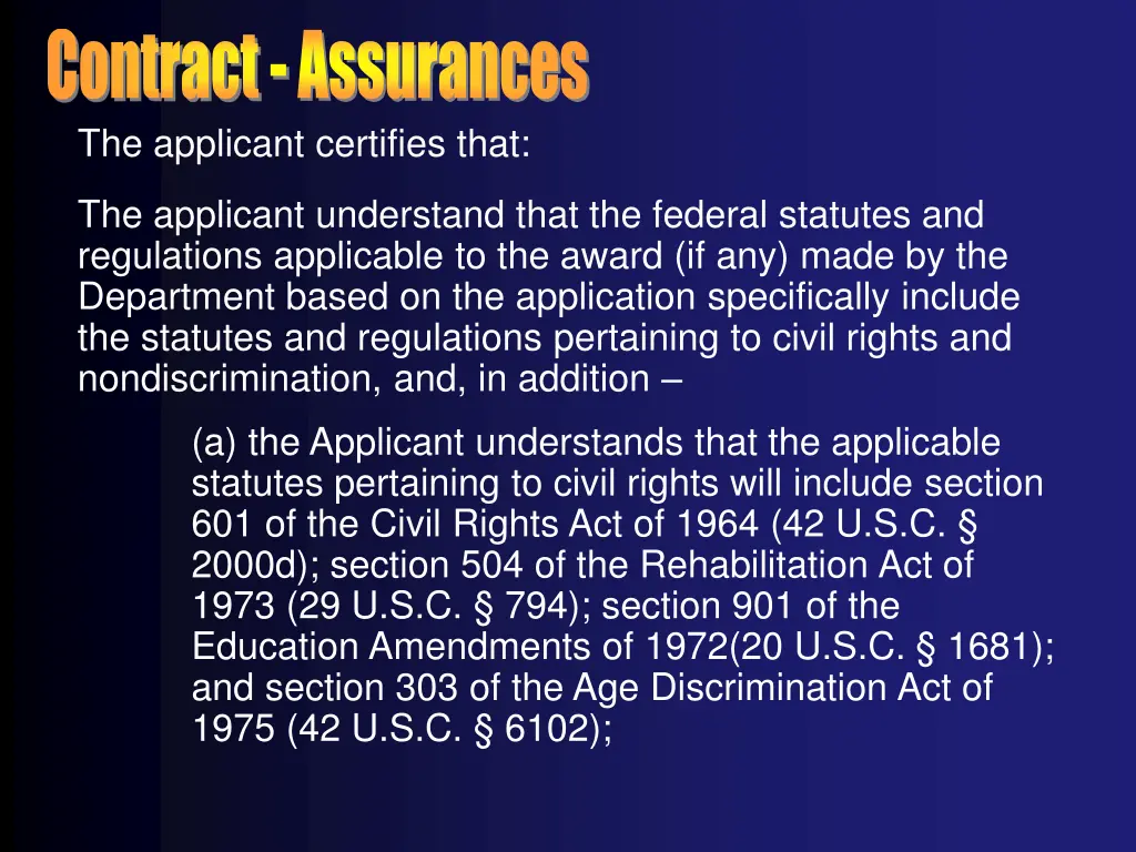 contract assurances