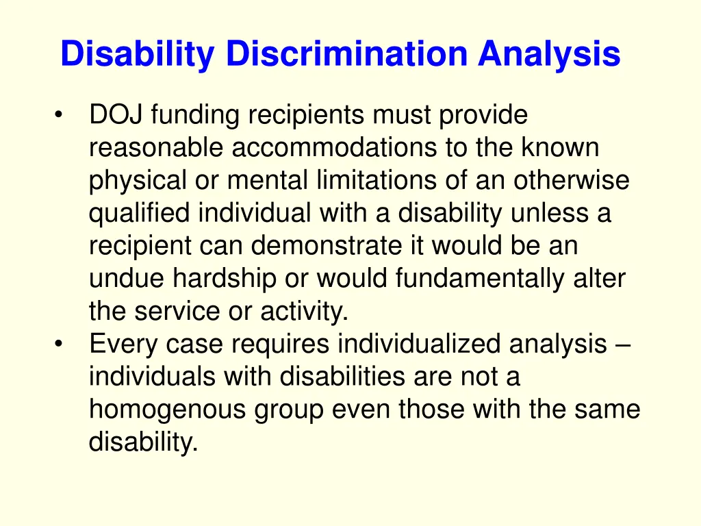 disability discrimination analysis