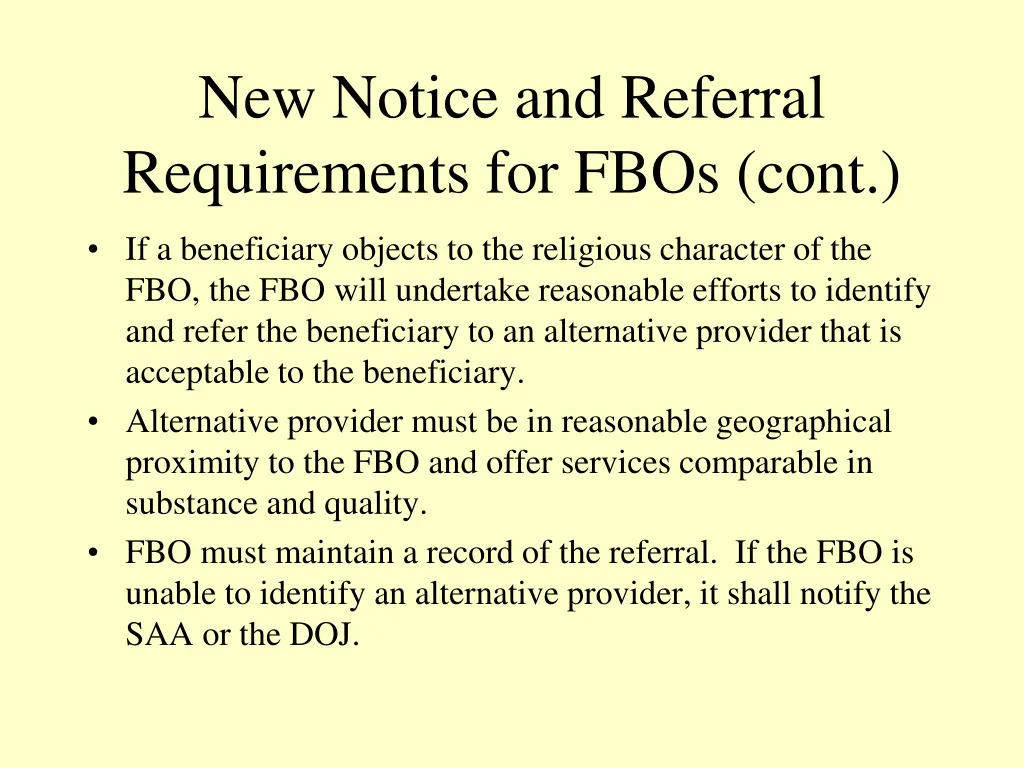 new notice and referral requirements for fbos cont