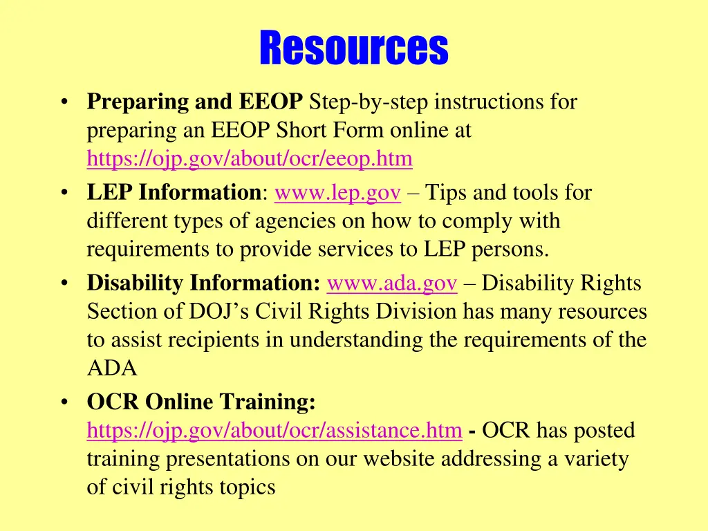 resources