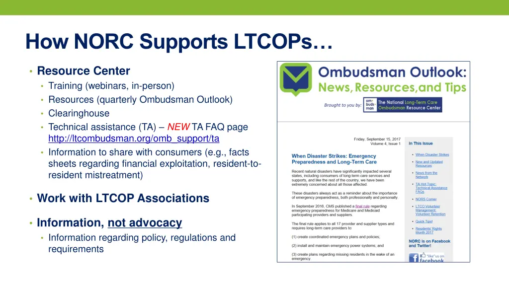 how norc supports ltcops