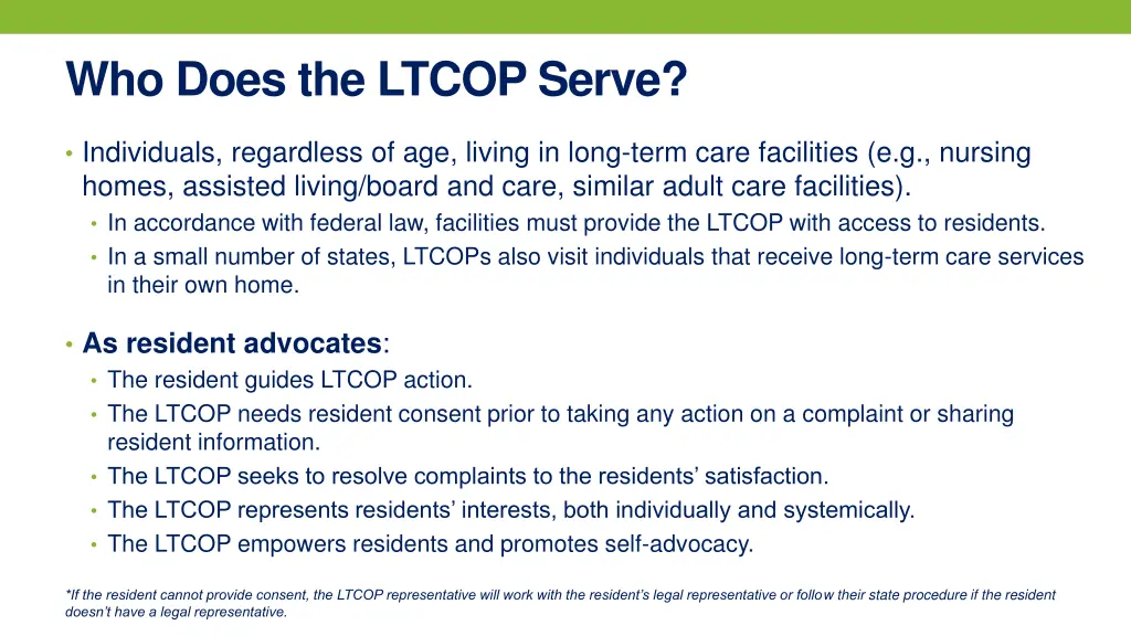 who does the ltcop serve