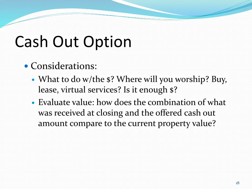 cash out option
