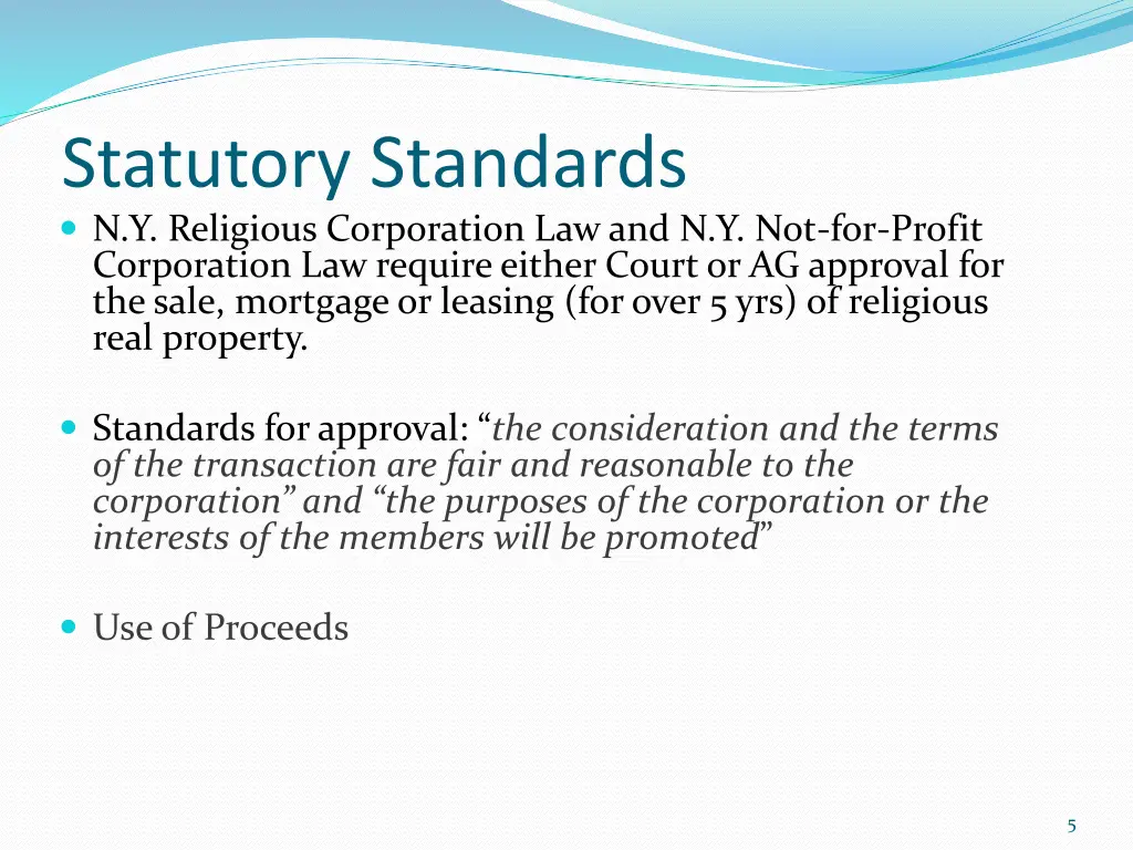 statutory standards n y religious corporation
