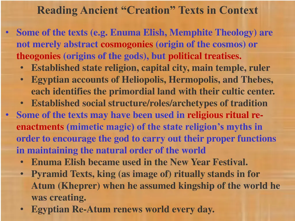 reading ancient creation texts in context