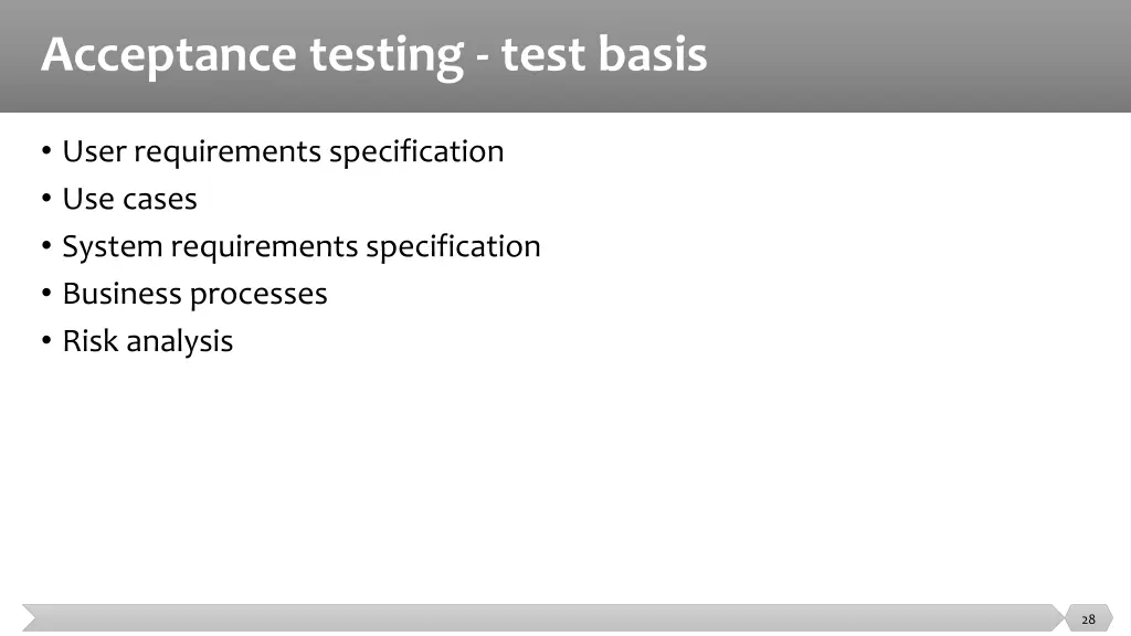 acceptance testing test basis