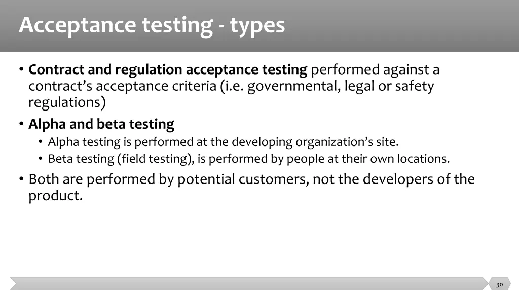 acceptance testing types 1