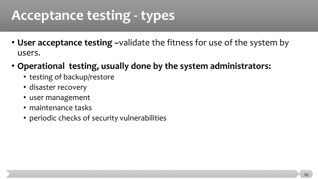 acceptance testing types