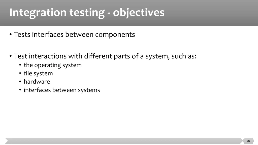 integration testing objectives