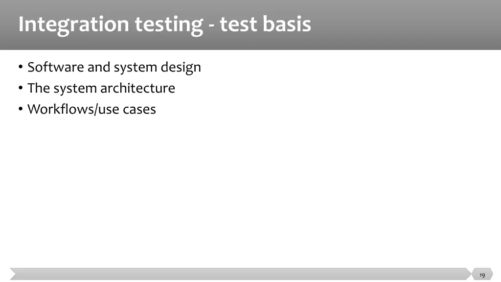 integration testing test basis