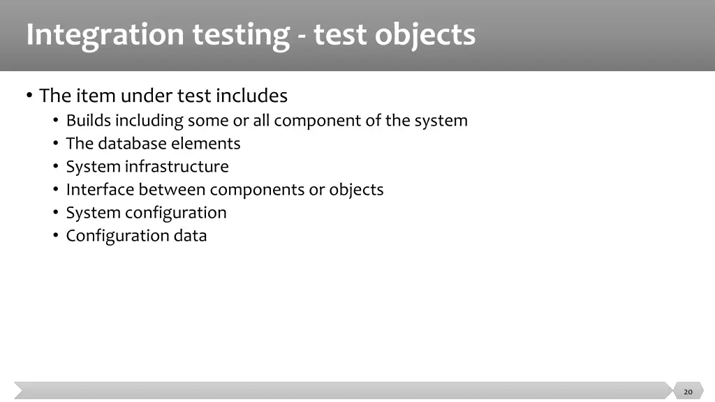 integration testing test objects
